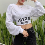 2020 Autumn Winter Women's Letter Print Crop Top