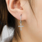 Asymmetrical Earrings with Crystal Cross Design (Women)