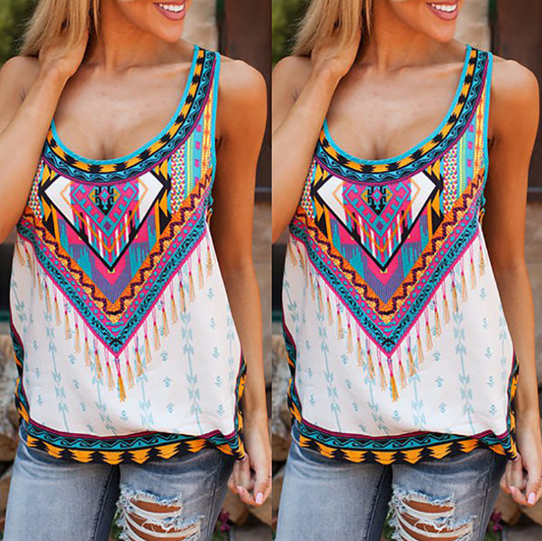 Digital Print Women's Stretch Tank Top - Summer Sleeveless
