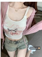 Lace Trim Crop Top with Bow for Women