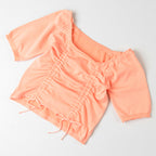 Boring Honey Women's Square Collar Drawstring Crop Top
