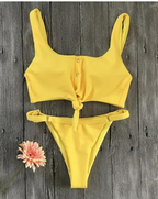 White Lace-Up Bandeau Bikini Set