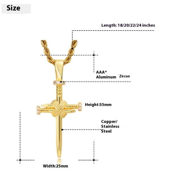 Zircon Cross Pendant Necklace | Christian Jewelry
