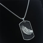 Alloy Feather Dog Tag Pendant with 70CM Chain