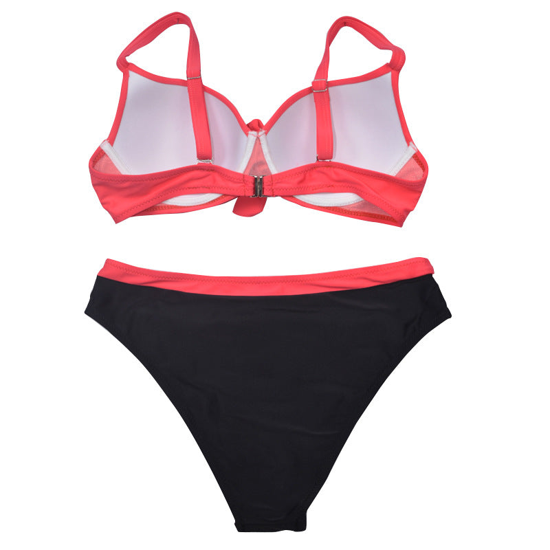 Pink Bow Bikini Top with Polka Dot Bottom Set
