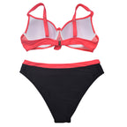 Pink Bow Bikini Top with Polka Dot Bottom Set