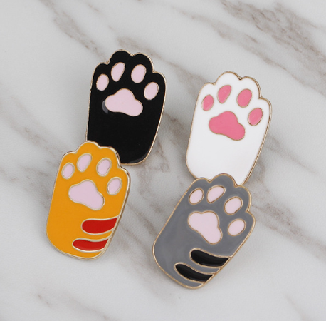 Cute Cartoon Dog and Cat Paw Brooch Pin in Alloy