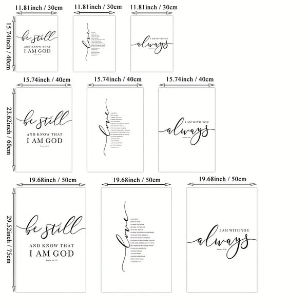 3pcs Set of Frameless Christian Bible Verse Prints | Christian Home Decor