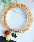 Faceted Crystal Strand with Lucky Cat Pendant