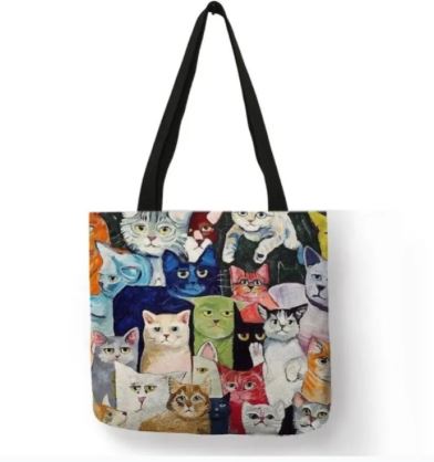 Reusable Tote Cute Cats Print