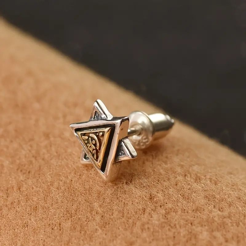 Vintage Men's God's Eye Double Layer Triangle Earrings | Jewelry