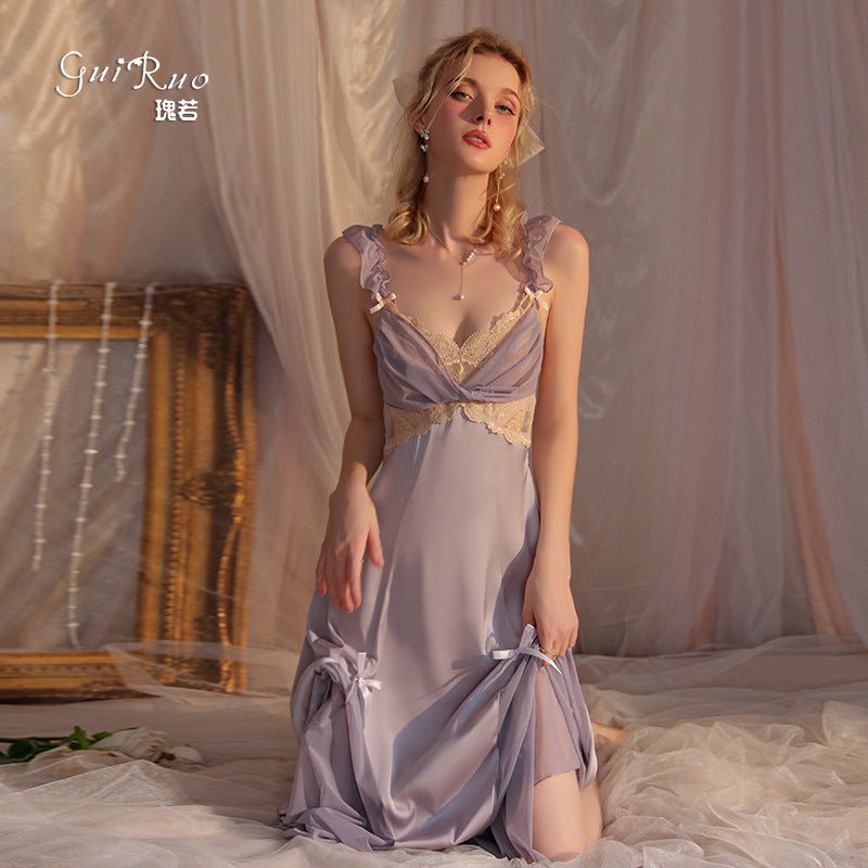"Graceful Brand Women's Autumn Winter Satin Sleepwear Set"