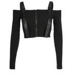 One-Shoulder Long Sleeve Cropped Top