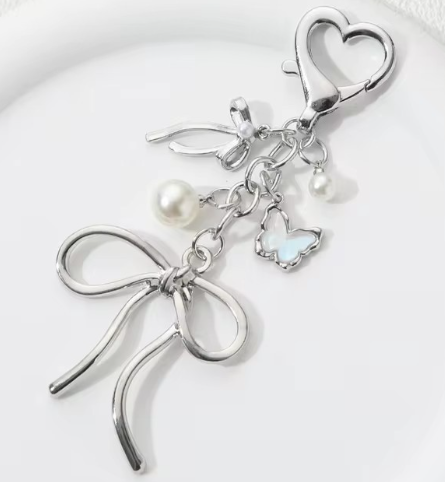 French Ribbon Bowknot Alloy Keychain | Accessory