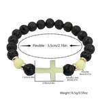Luminous Volcanic Rock Cross Bracelet | Christian Jewelry
