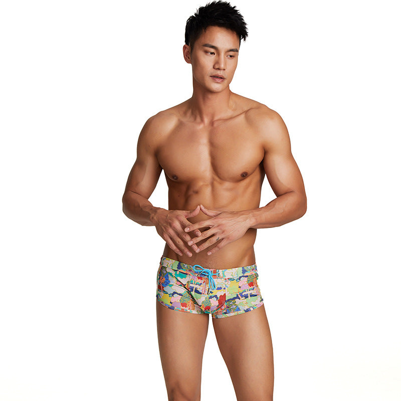 Men's Abstract Print Boxer Swim Trunks