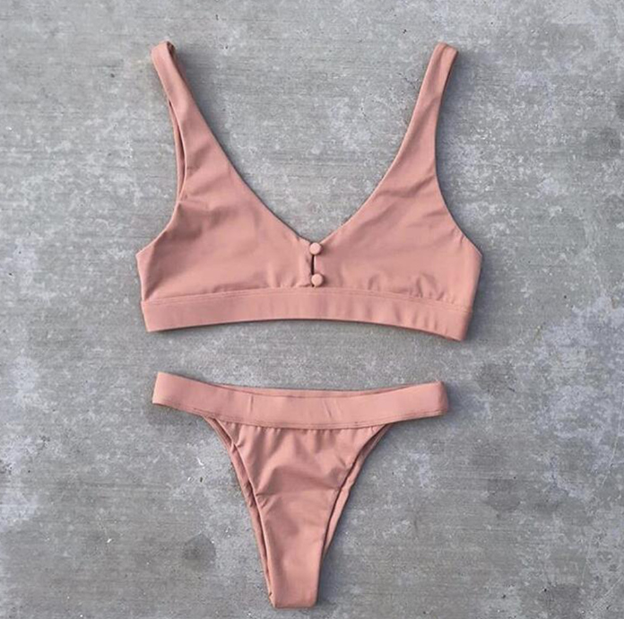 Sexy Low-Waist Solid Color Women's Bikini Set