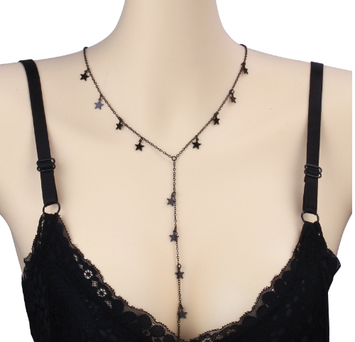 Protection Cross Necklace with Geometric Layered Chains (One Piece)