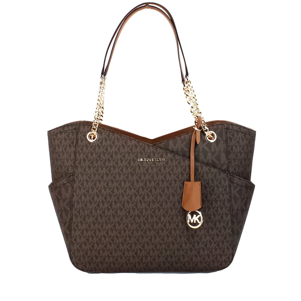 Michael Kors Jet Set Brown Signature X Cross Chain Tote