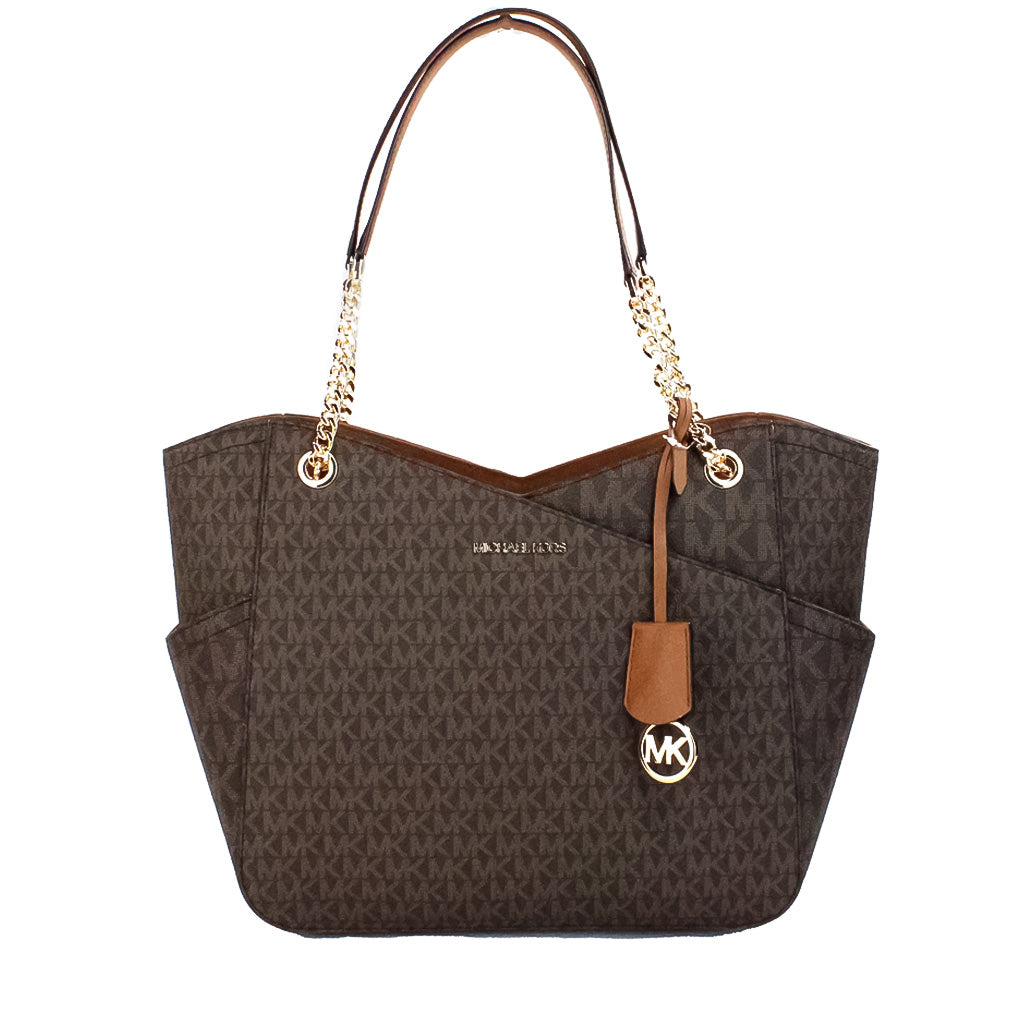 Michael Kors Jet Set Brown Signature X Cross Chain Tote