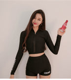 Women's Long-Sleeve Zip Rash Guard and Swim Shorts Set