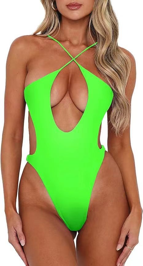 Black Cutout Halter One-Piece Swimsuit