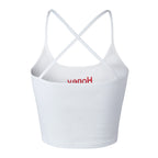 Letter Embroidered Crop Top with Spaghetti Straps