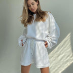 2020 Women's Casual Long Sleeve Top and Shorts Set