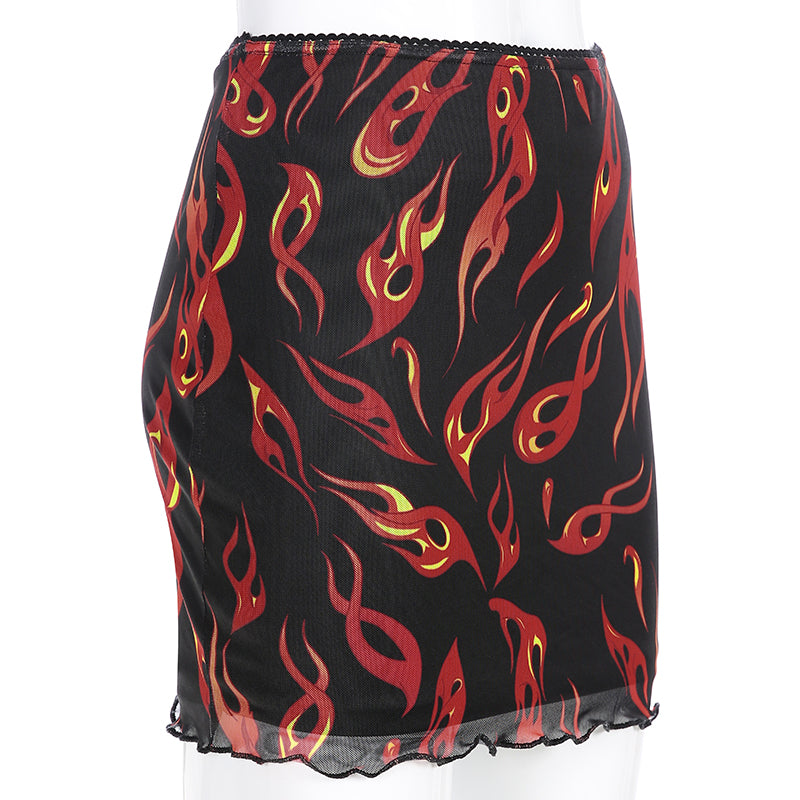 Flame Short Sleeve Sheer Cropped Top