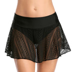 Women's Black Crochet Lace Swim Skirt