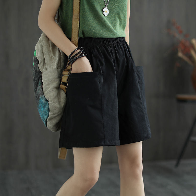 2024 Summer Women's Cotton Plus Size Pocket Shorts