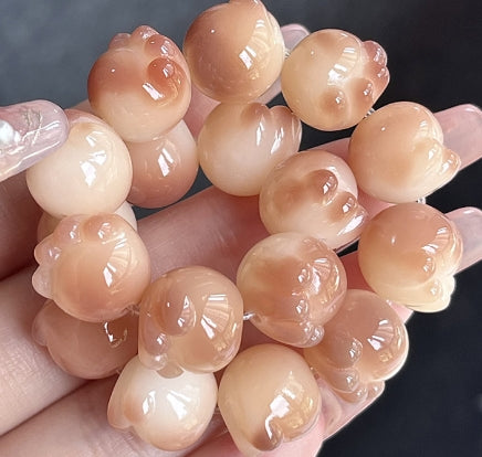 Cat's Paw Bodhi Root Bracelet with White Jade Design