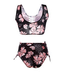 Tropical Lace-Up High-Waist Bikini Set