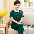 Summer Cotton Sleepwear Set for Older Women