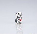 Red Diamond Dog Silver Bracelet with Beads