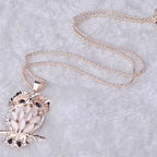 Fashionable Owl Pendant Sweater Necklace with Cat's Eye