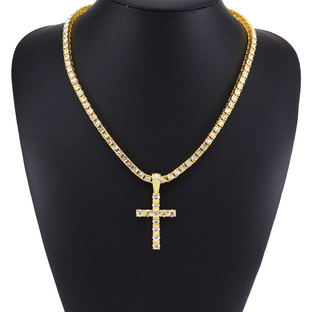 Hip Hop Diamond Cross Pendant with Cuban Link Necklace | Christian Jewelry