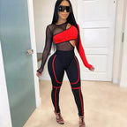 Women's Mesh Crop Top and Leggings Set