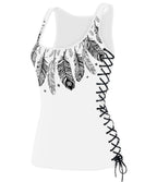 New Digital Print Feather Pattern Women's Tank Top