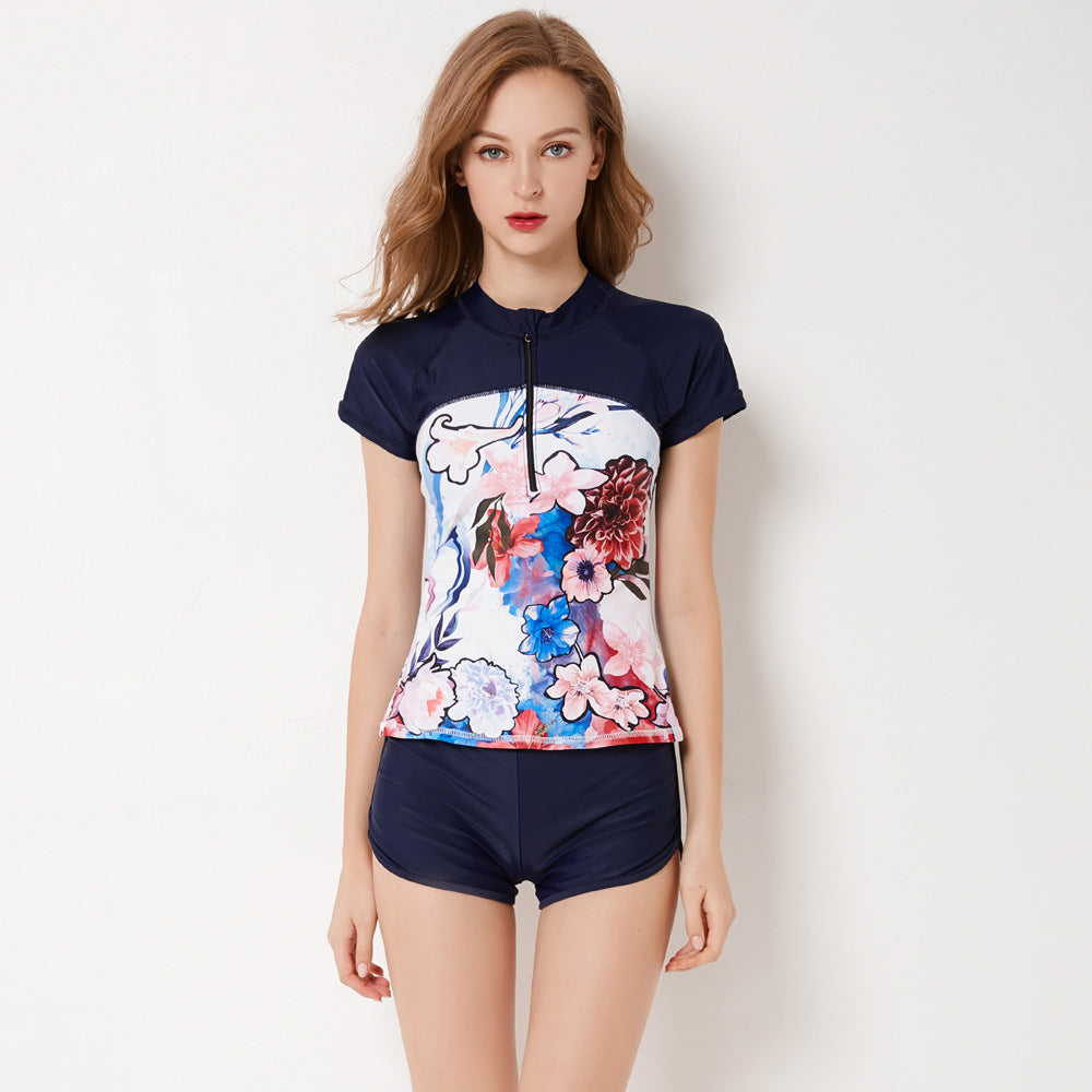 Floral Tankini with Boyshorts Swimsuit Set