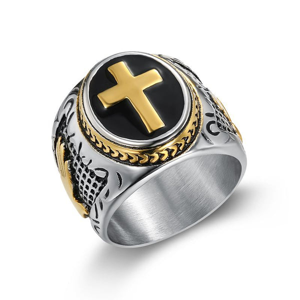 Men's Titanium Steel Hip Hop Ring - God Hand Design | Christian Jewelry