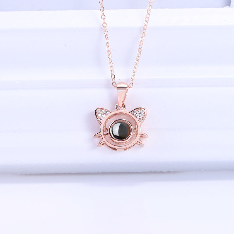 Cat Projection Pendant Necklace