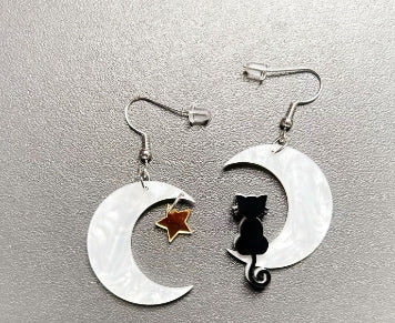 Cat and Moon Star Earrings for Girls - Wholesale Fashion