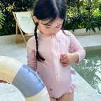 Girls Long-Sleeve Cherry Print Rash Guard Swimsuit