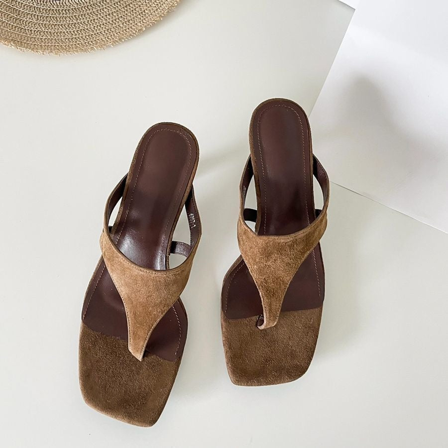 Retro Minimalist Thong Stiletto Sandals