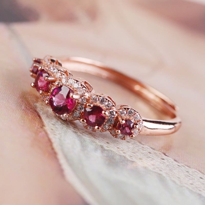 S925 Sterling Silver Natural Purple Garnet Ring | Gemstone Jewelry