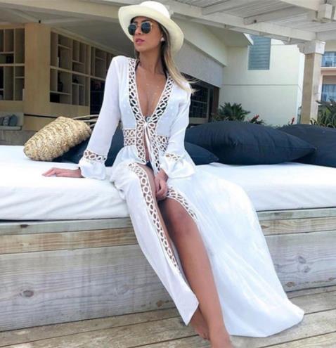 2024 Women's Beach Cover-Up with Lace Design
