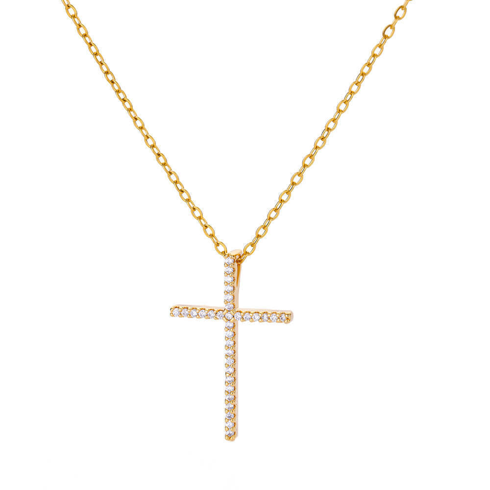 Trendy Minimalist Cross Pendant Necklace with Zirconia | Christian Jewelry