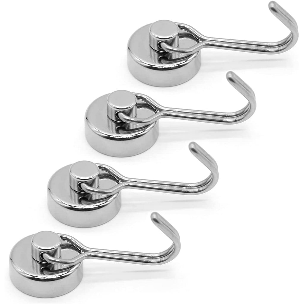 4Pcs 8 Pcs Magnetic Hooks,Heavy Duty 30LBS Neodymium Magnet Hook with Rust Proof for Indoor Outdoor Hanging,Refrige,Grill,Kitchen,Key Holder Silver | Accessory