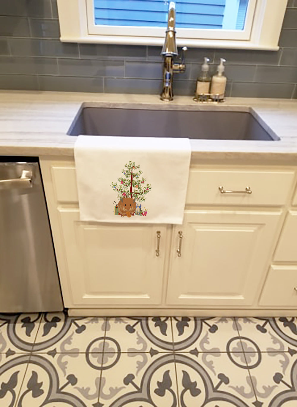 Teddy Bear Hamster Merry Christmas Kitchen Towel Set of 2